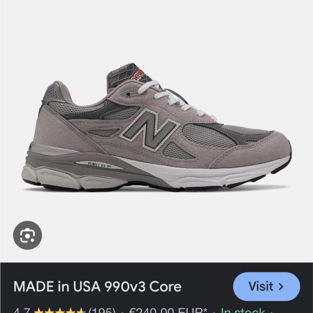 New Balance Gray and White Sneakers
